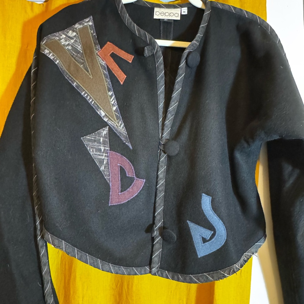 Beppa Vintage Wool Wearable Art Appliqué Jacket Size M